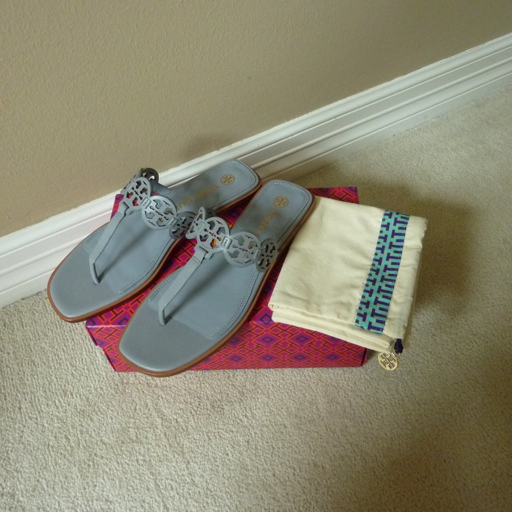 Tory Burch Tiny Miller Medallion Leather Sandals 8